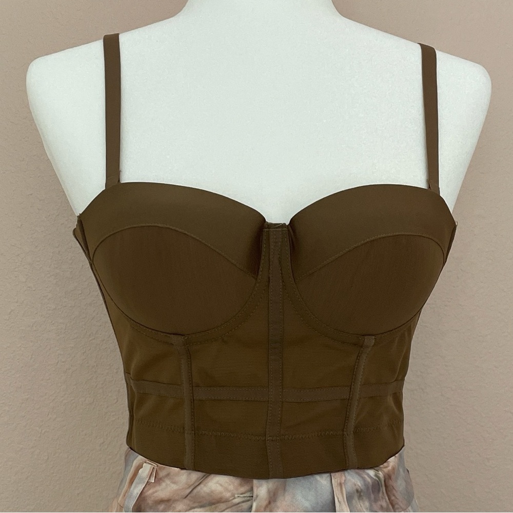 Stylish Brown Bustier Crop‎ Top